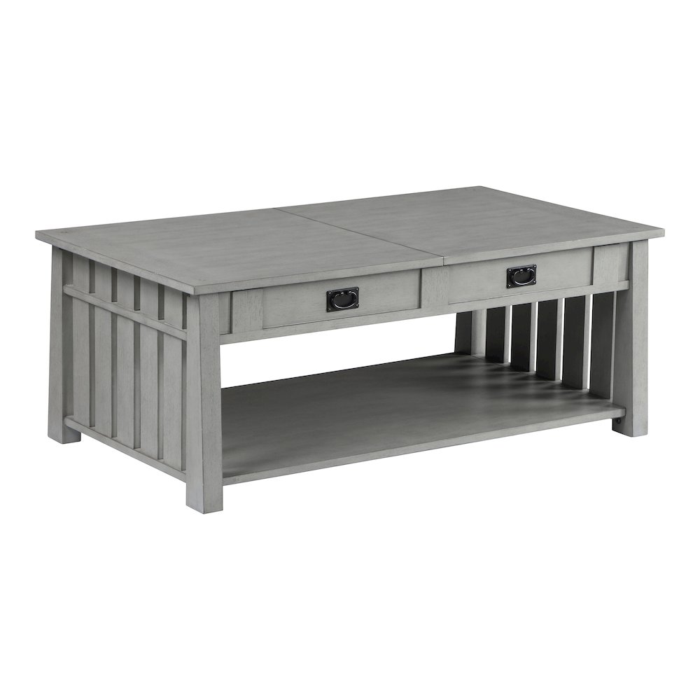 Elm Wood Coffee Table With Hidden Lift Shelf. Picture 1