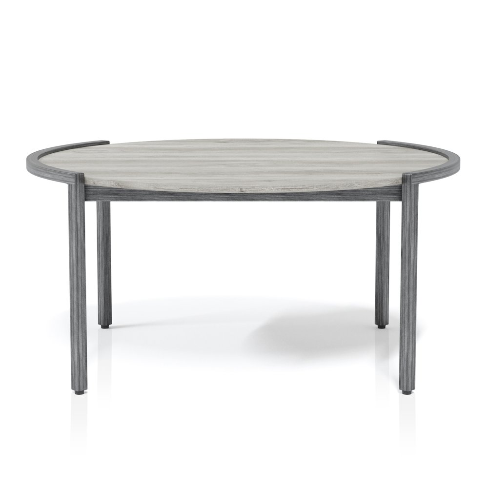 Mordicai Metal Round Coffee Table in Light Gray. Picture 1
