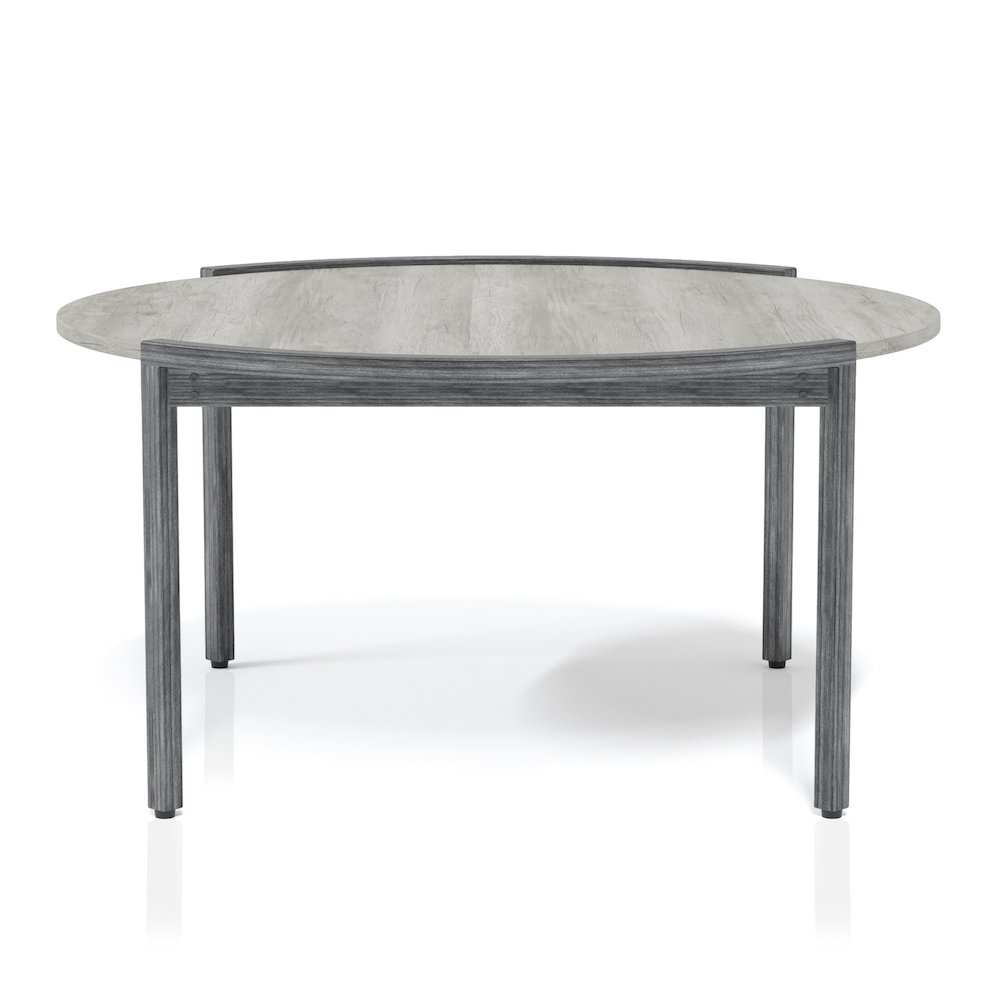 Mordicai Metal Round Coffee Table in Light Gray. Picture 2