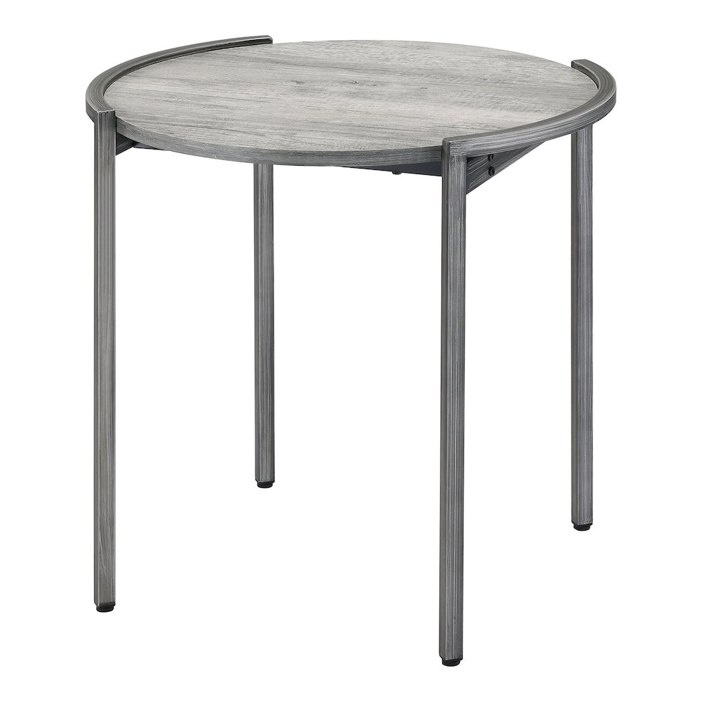 Mordicai Metal Round End Table in Light Gray. Picture 3