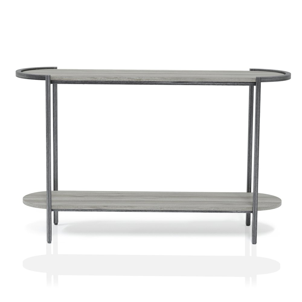 Mordicai Metal 1-Shelf Console Table in Light Gray. Picture 1