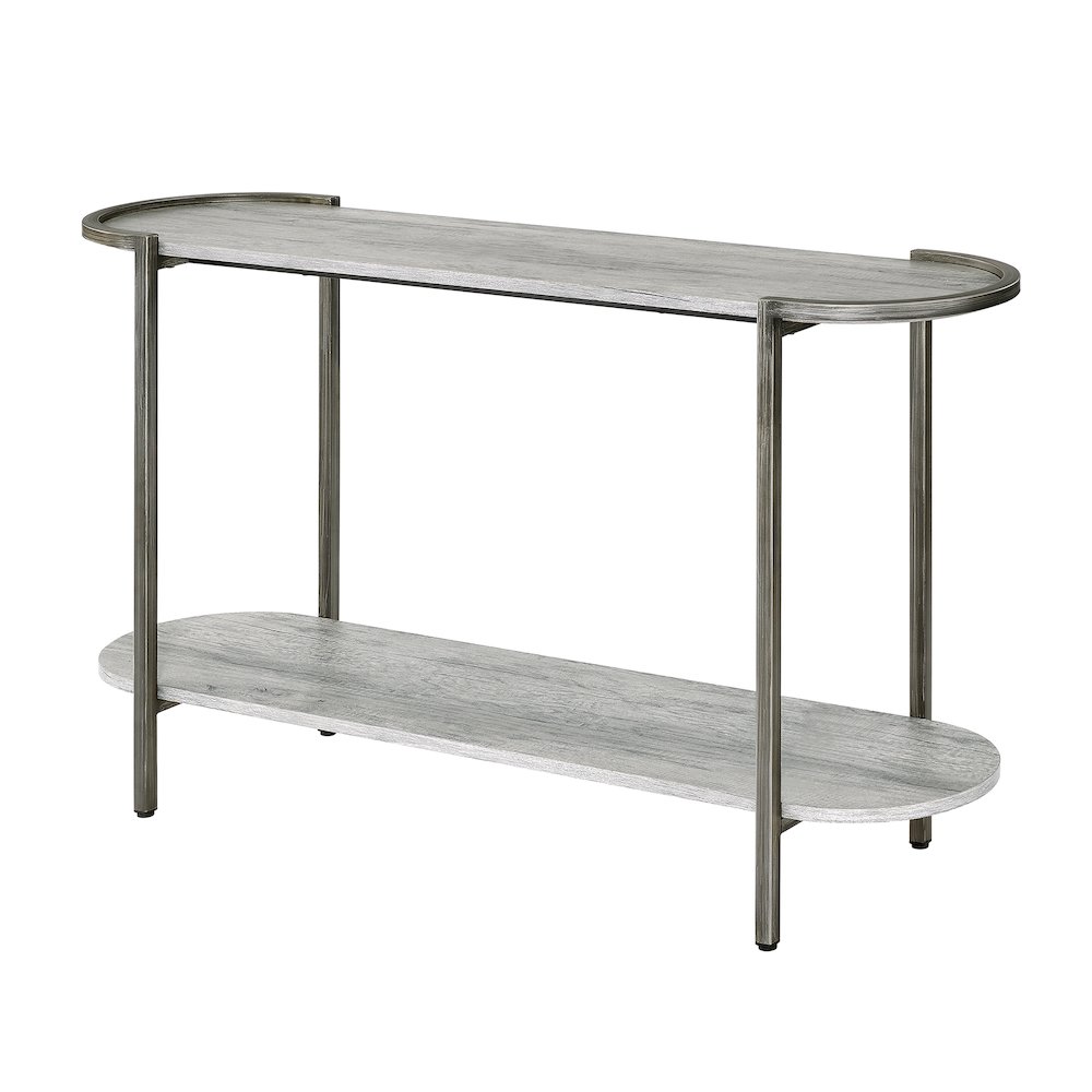 Mordicai Metal 1-Shelf Console Table in Light Gray. Picture 3