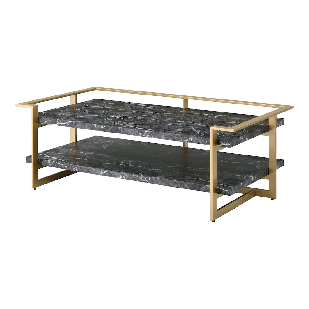 Meliman Metal 2-Piece Coffee Table Set in Gold and Black. Picture 2