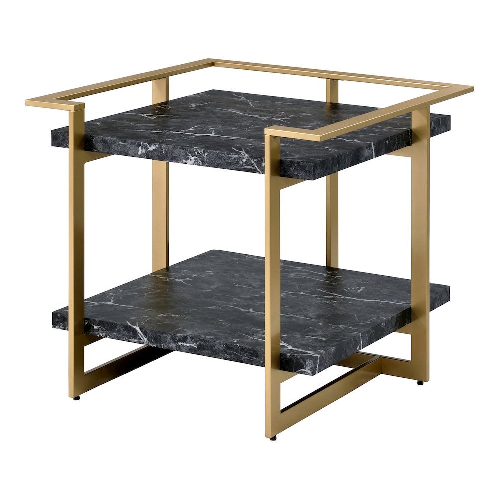 Meliman Metal 2-Piece Coffee Table Set in Gold and Black. Picture 3