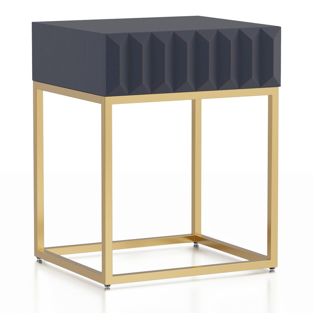 Giffore Metal 1-Drawer Side Table in Antique Blue. Picture 1