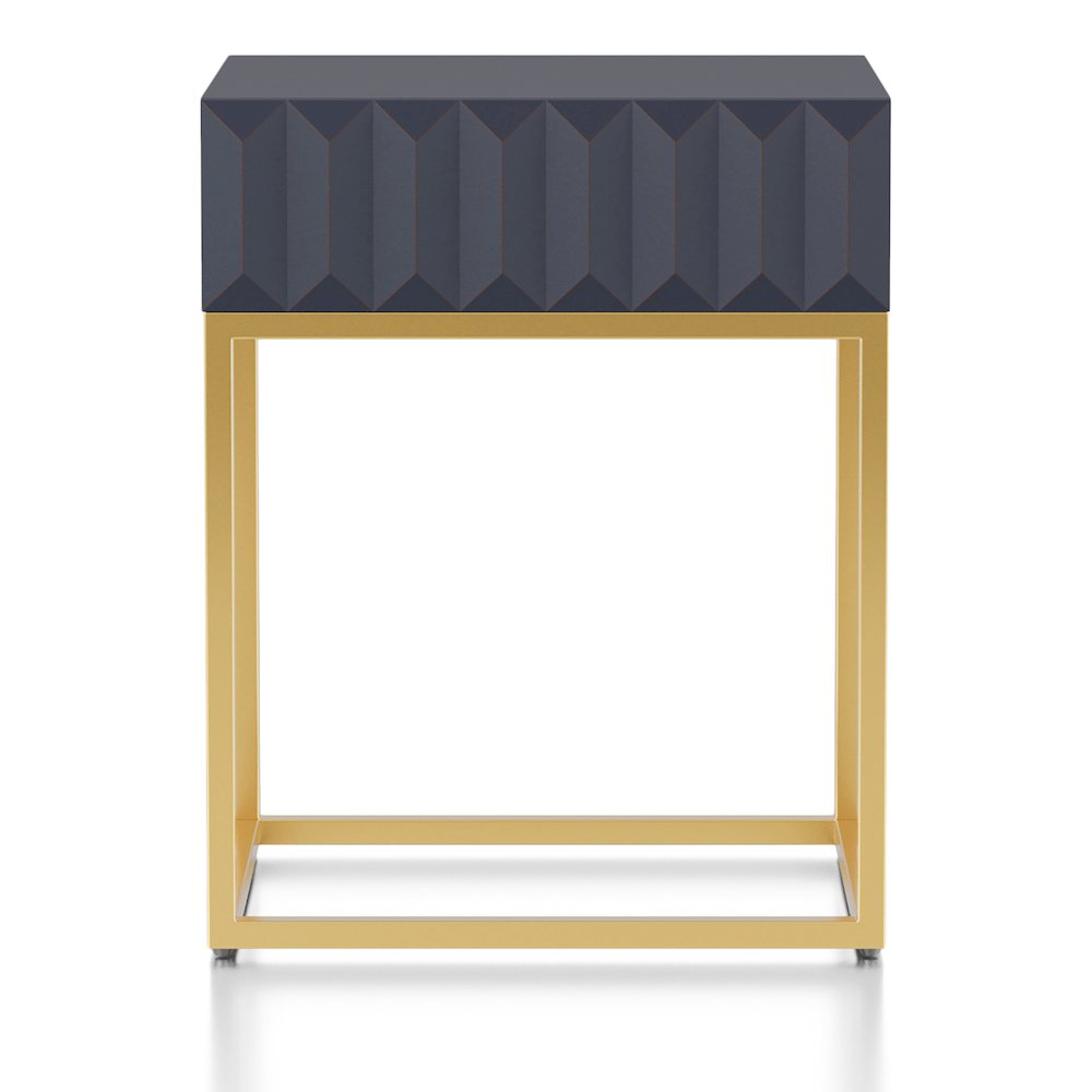 Giffore Metal 1-Drawer Side Table in Antique Blue. Picture 2
