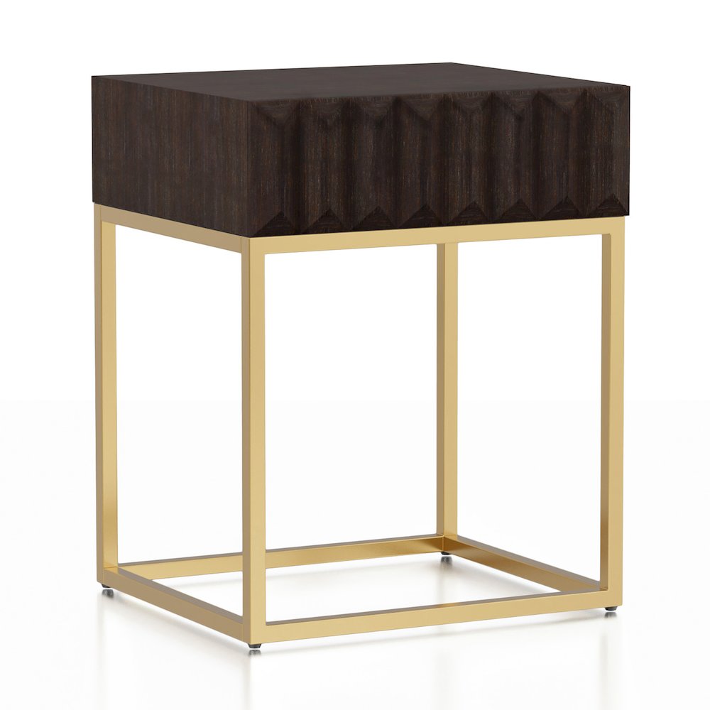 Giffore Metal 1-Drawer Side Table in Walnut. Picture 4