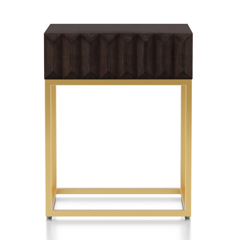 Giffore Metal 1-Drawer Side Table in Walnut. Picture 1