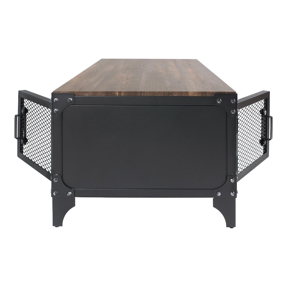 Edam Industrial Metal Storage Coffee Table in Sand Black. Picture 2