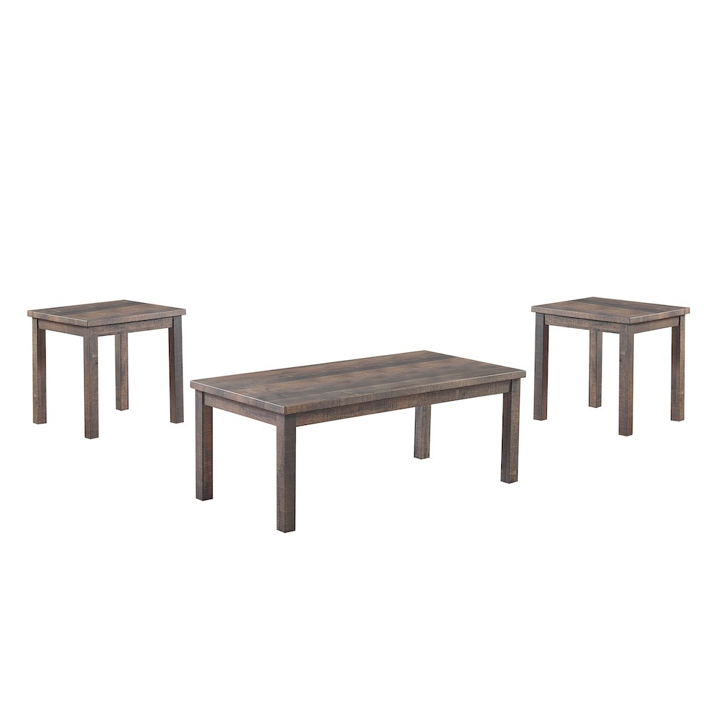 Engraf Wood 3-Piece Coffee Table Set in Rustic Natural Tone. Picture 1