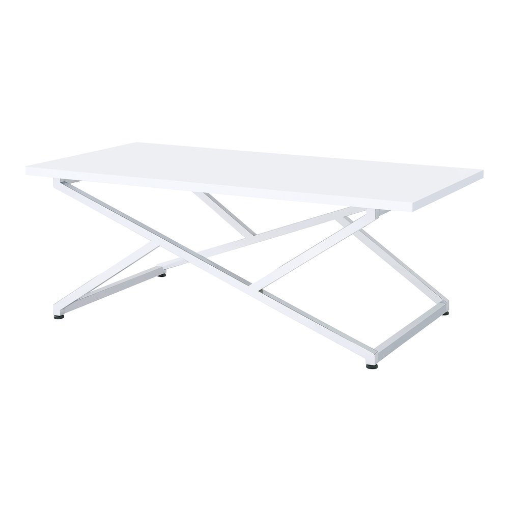 Mergo Contemporary Metal 2-Piece Coffee Table Set in White. Picture 2
