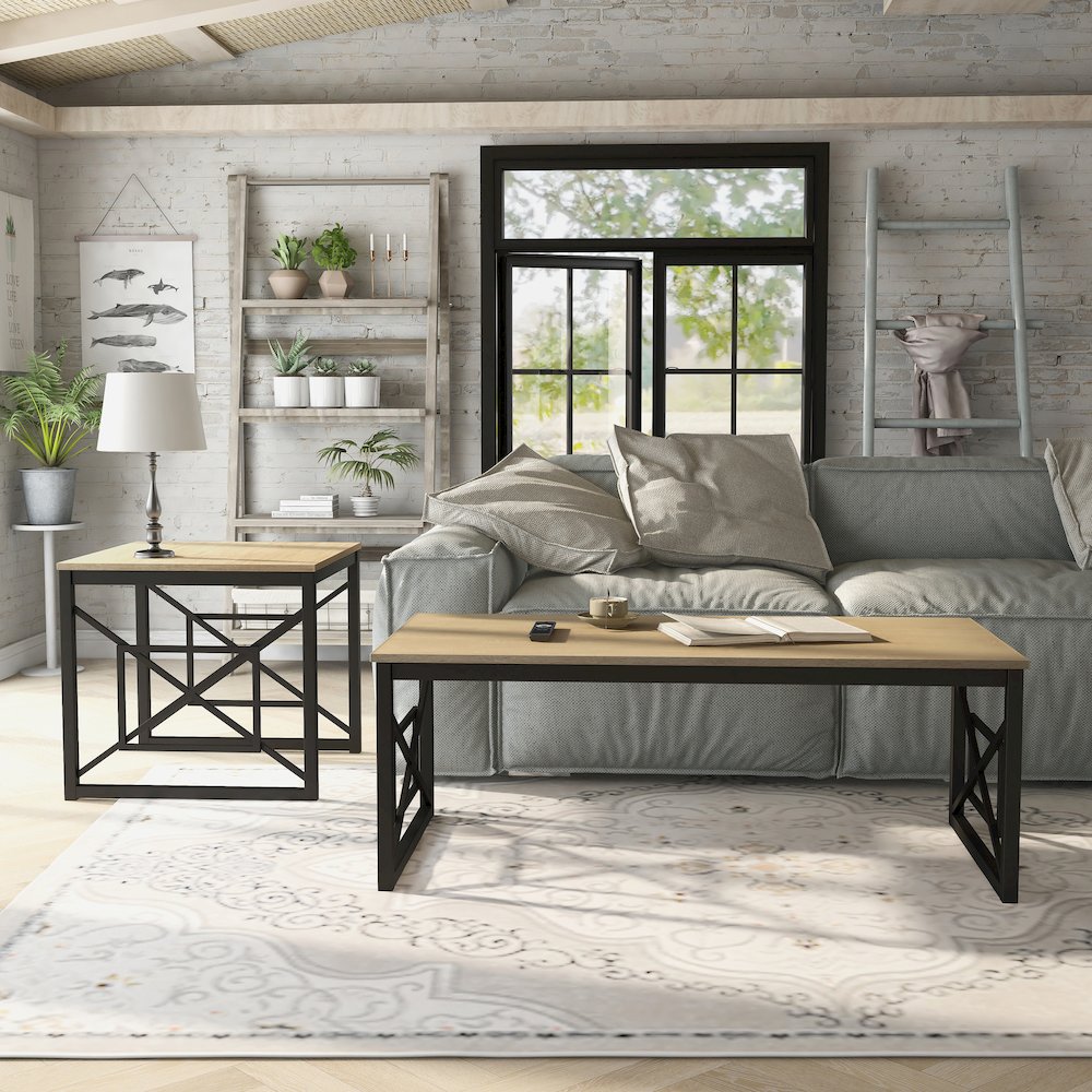 Olive Metal 2-Piece Coffee Table Set. Picture 2