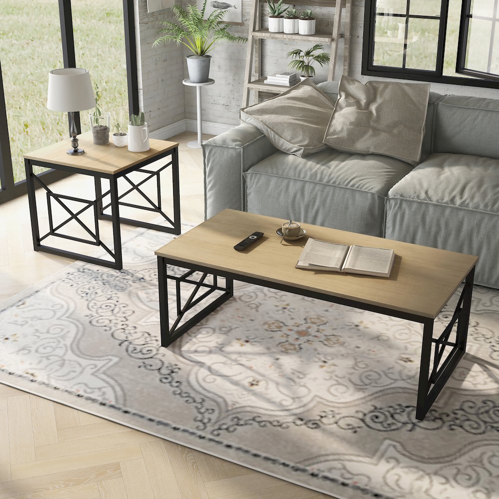 Olive Metal 2-Piece Coffee Table Set. Picture 3