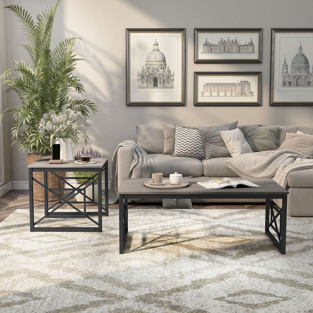 Olive Metal 2-Piece Coffee Table Set. Picture 3