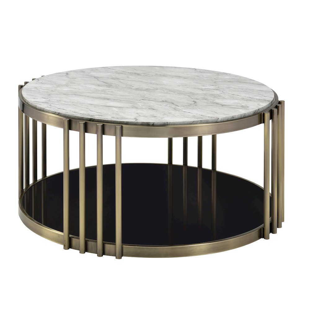 Kual Contemporary Metal 1-Shelf Coffee Table in Brass. Picture 1