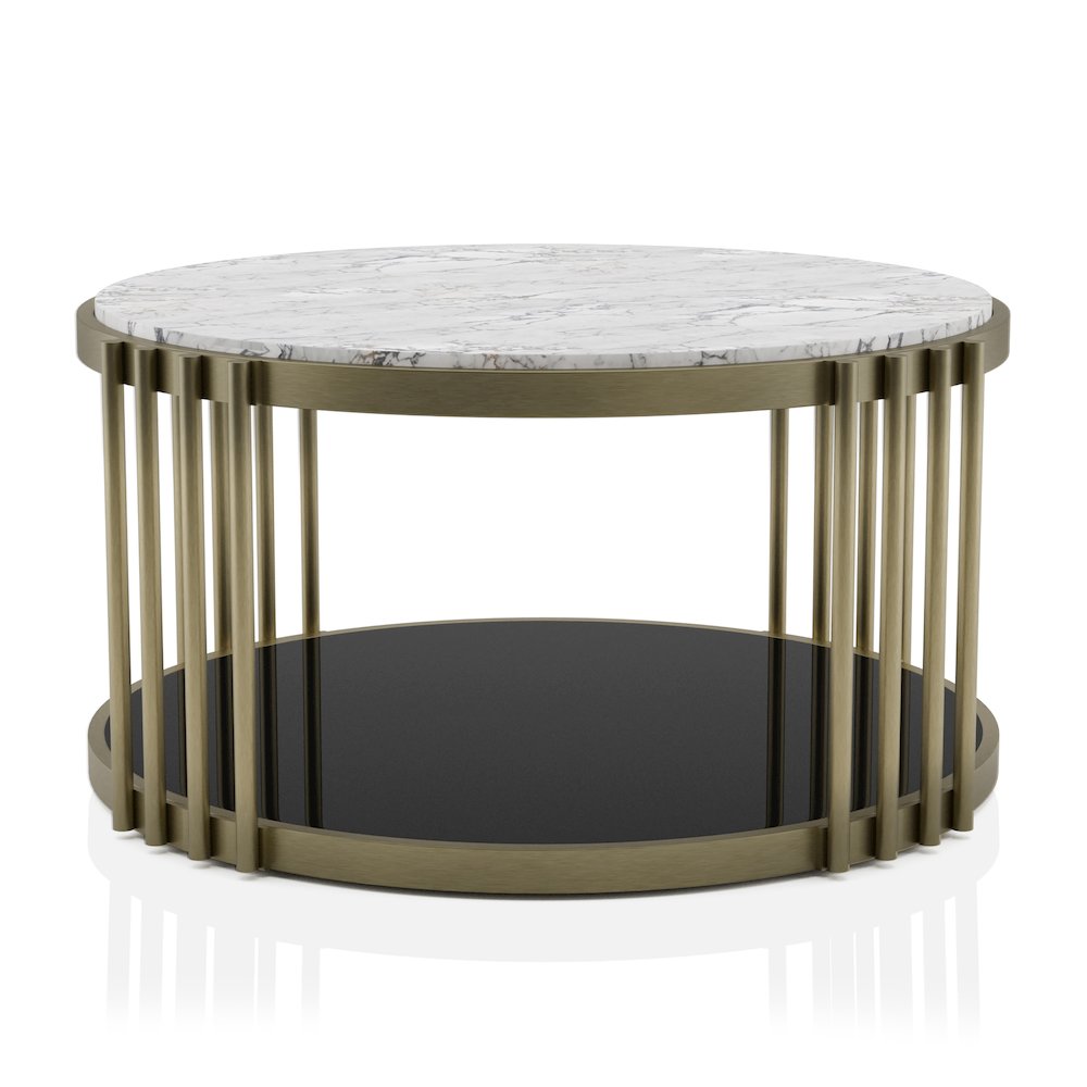 Kual Contemporary Metal 1-Shelf Coffee Table in Brass. Picture 2