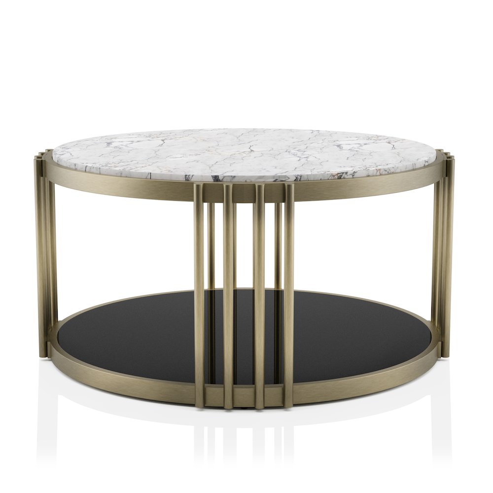 Kual Contemporary Metal 1-Shelf Coffee Table in Brass. Picture 5