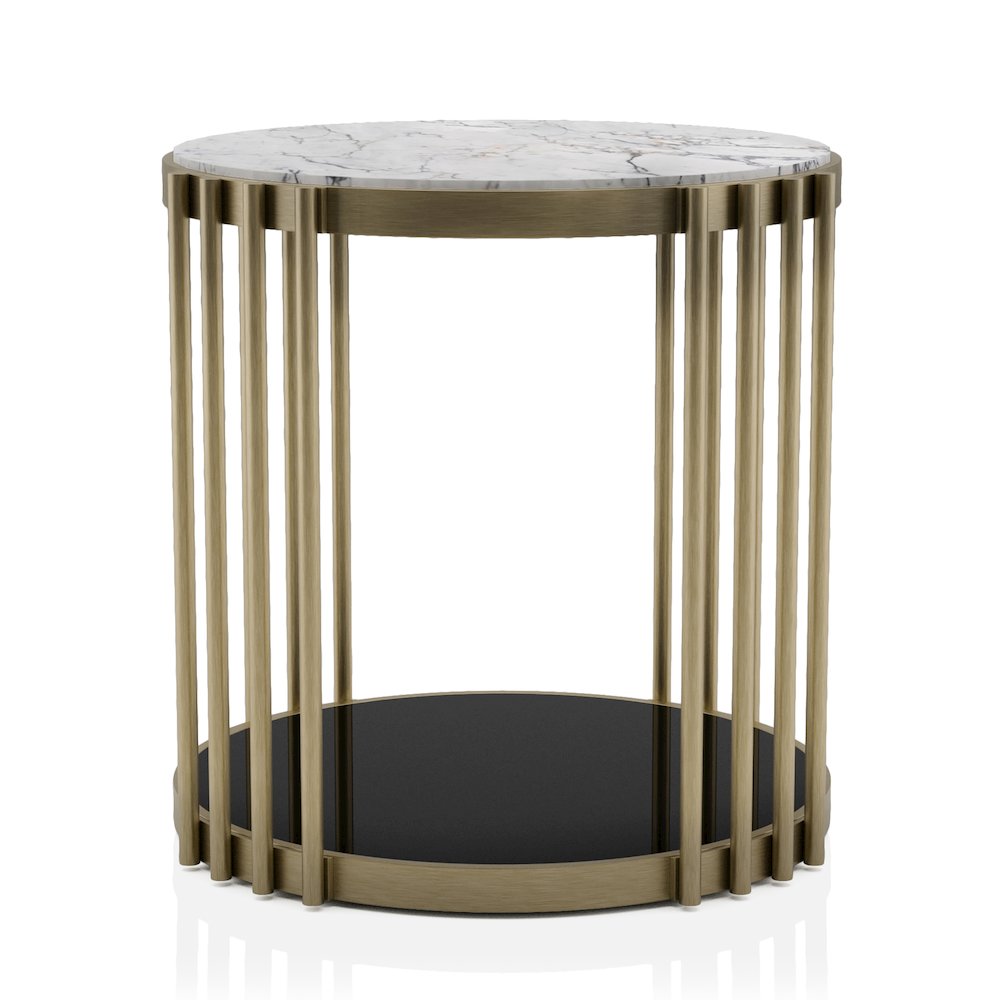 Kual Contemporary Metal 1-Shelf End Table in Brass. Picture 1