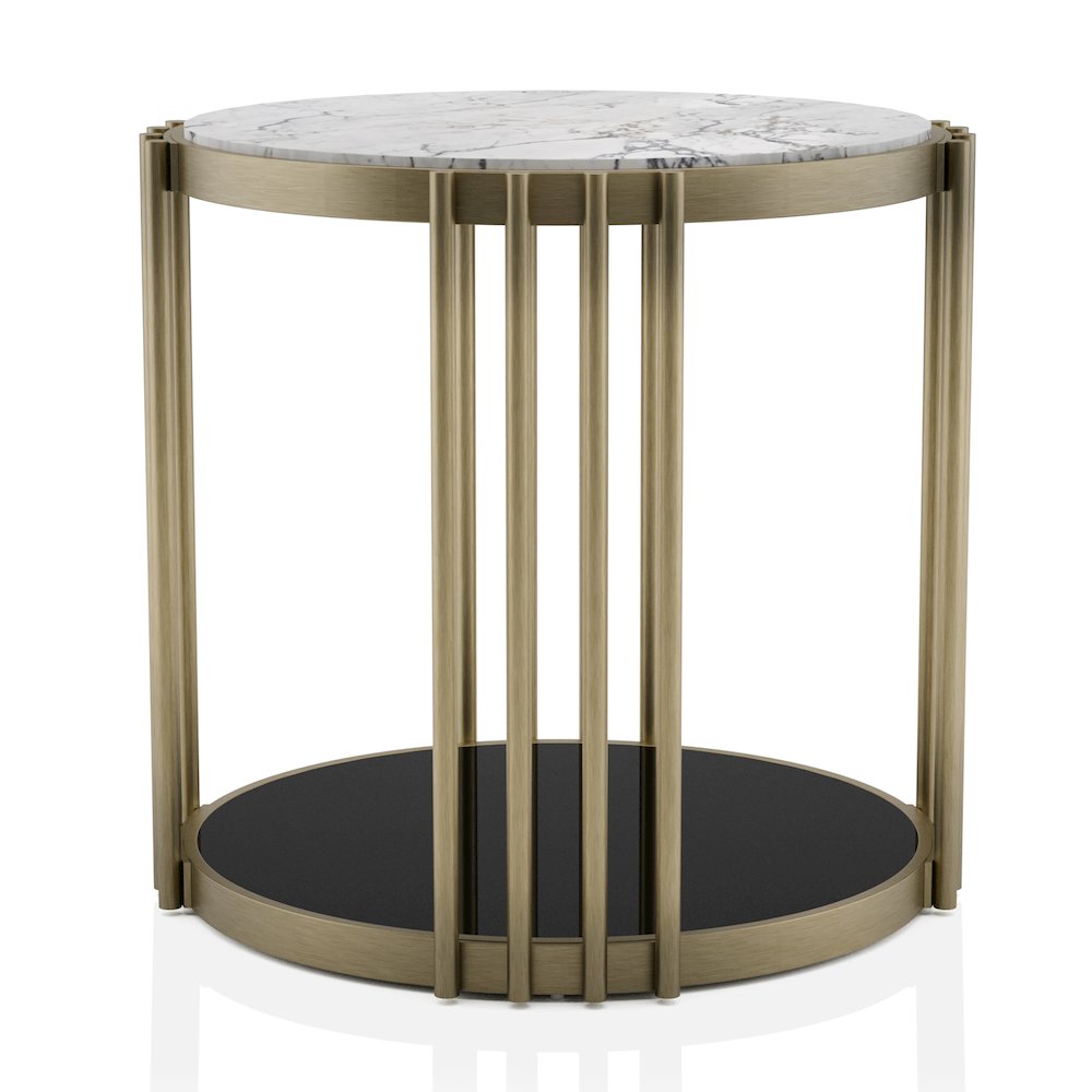 Kual Contemporary Metal 1-Shelf End Table in Brass. Picture 2