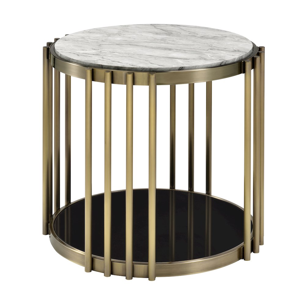 Kual Contemporary Metal 1-Shelf End Table in Brass. Picture 3