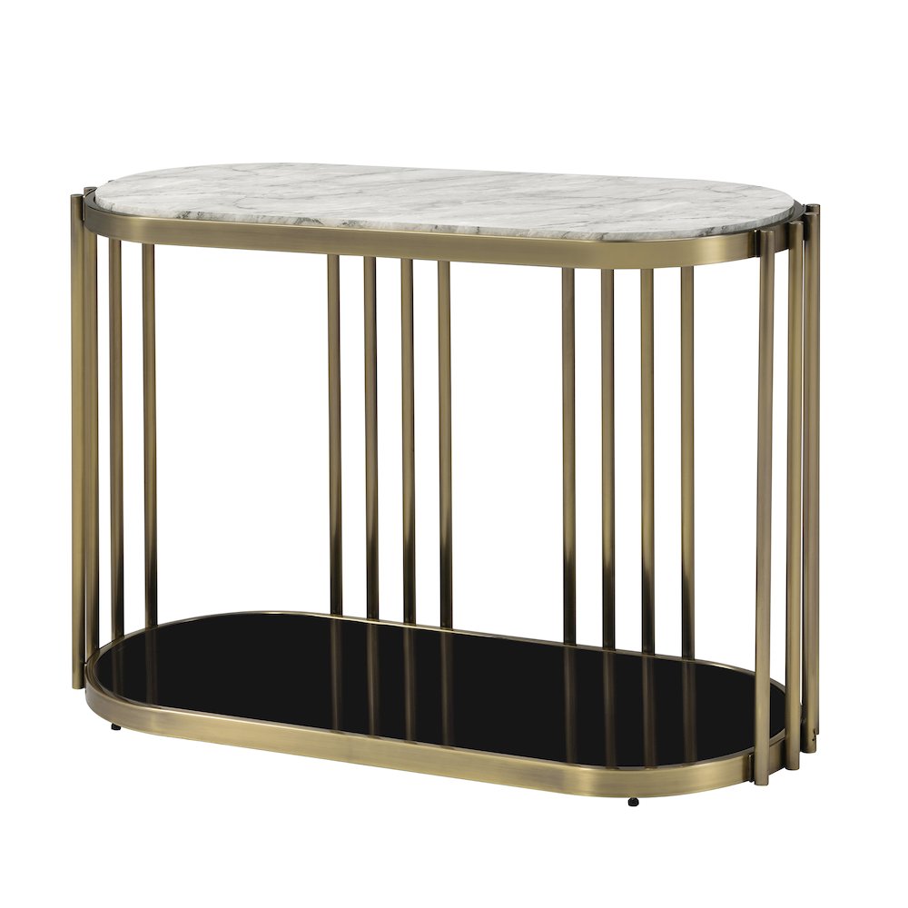 Kual Contemporary Metal 1-Shelf Console Table in Brass. Picture 1