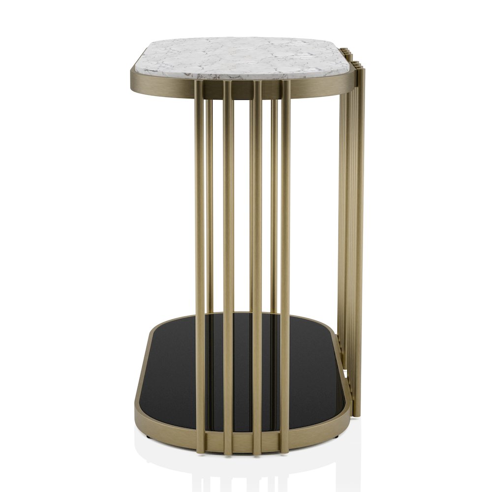 Kual Contemporary Metal 1-Shelf Console Table in Brass. Picture 3