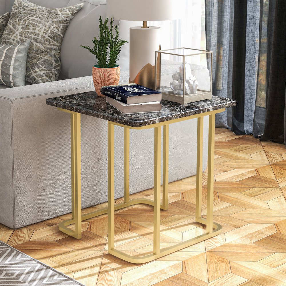Clotten Contemporary Metal End Table in Black. Picture 5