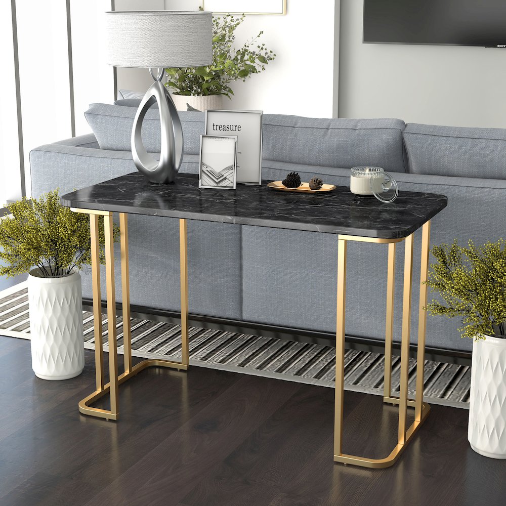 Clotten Contemporary Metal Console Table in Black. Picture 3