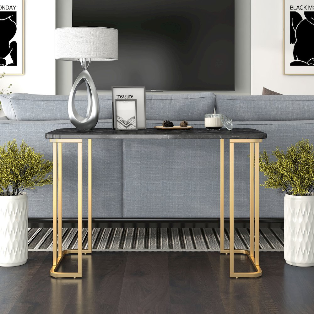 Clotten Contemporary Metal Console Table in Black. Picture 5