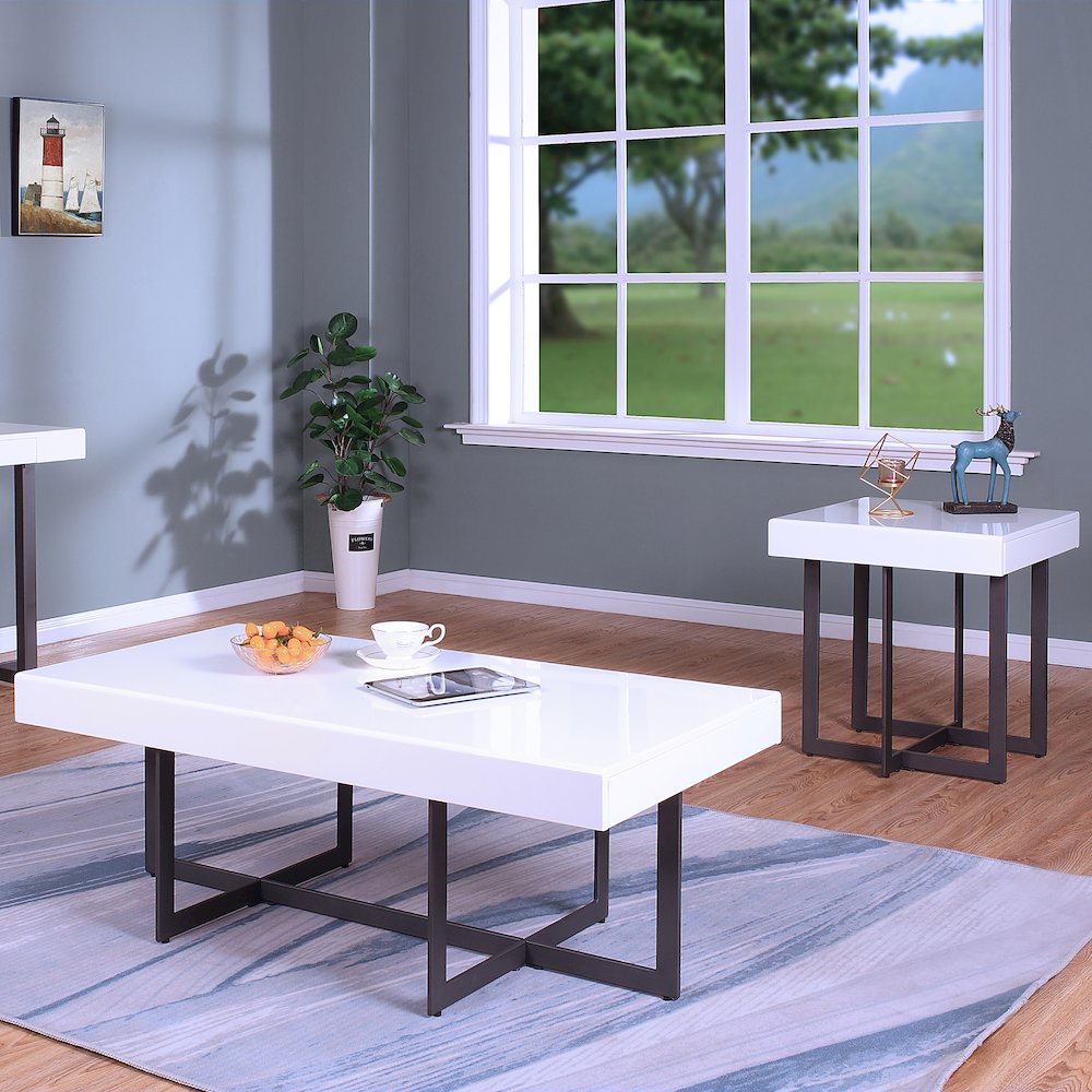 Vasket Contemporary Metal 2-Piece Coffee Table Set. Picture 2