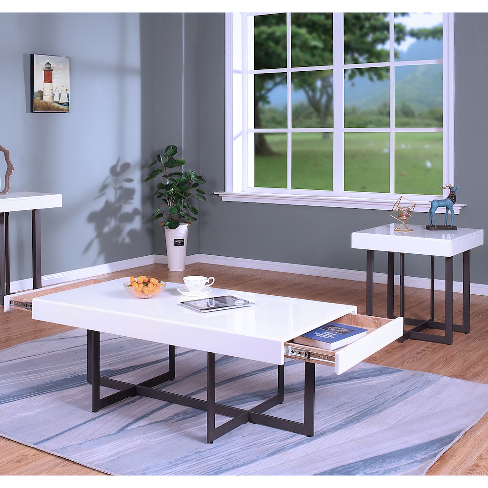 Vasket Contemporary Metal 2-Piece Coffee Table Set. Picture 3