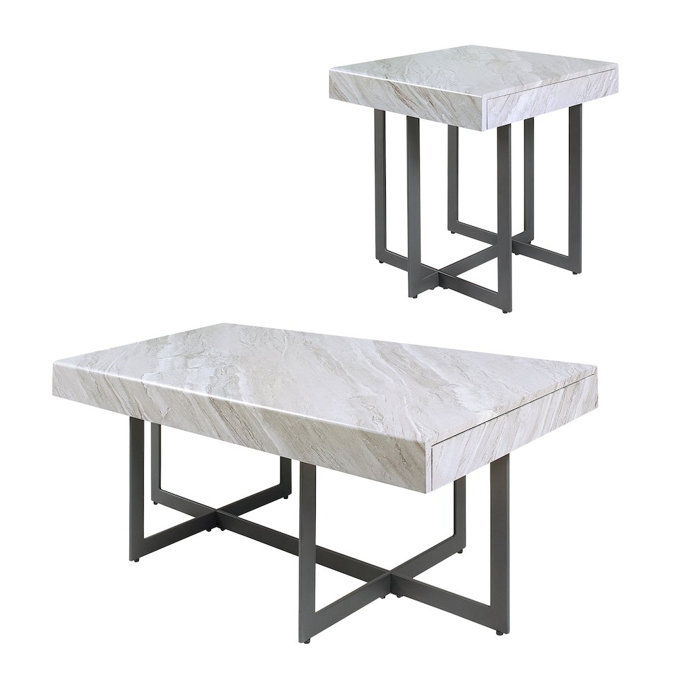 Vasket Contemporary Metal 2-Piece Coffee Table Set. Picture 1