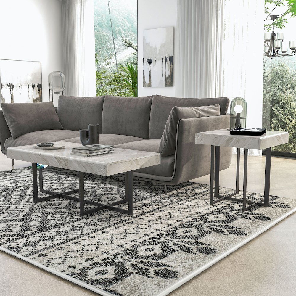 Vasket Contemporary Metal 2-Piece Coffee Table Set. Picture 2