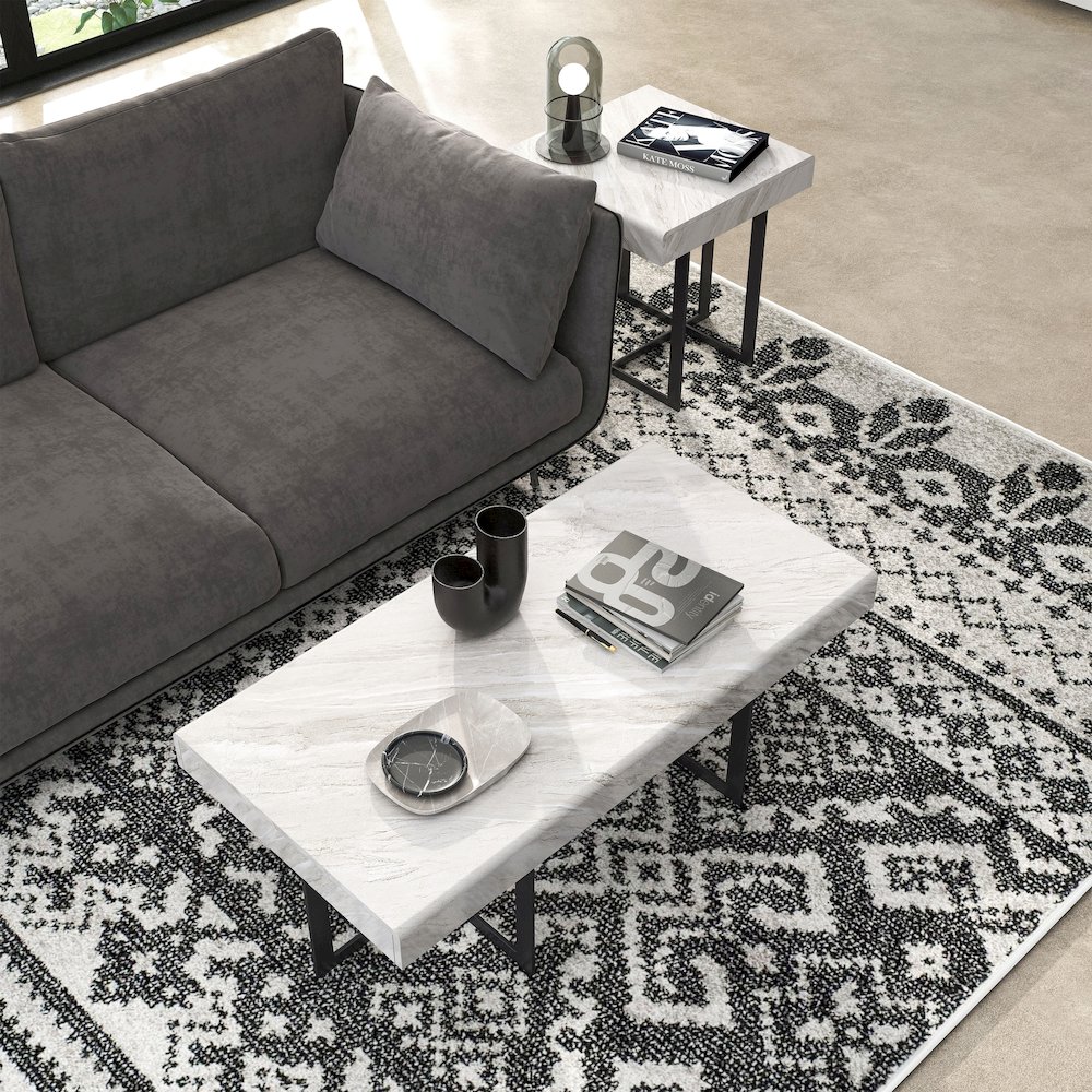 Vasket Contemporary Metal 2-Piece Coffee Table Set. Picture 3