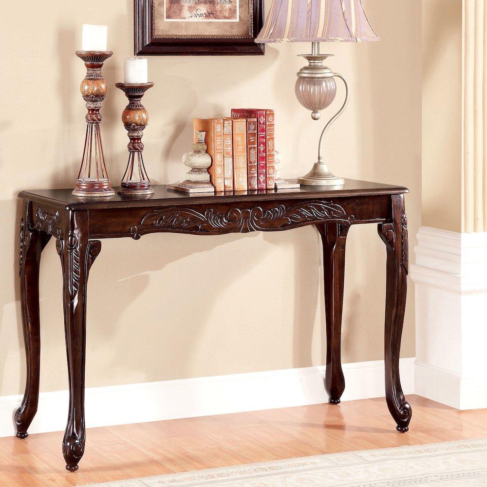 Alice Traditional Solid Wood Console Table in Dark Cherry. Picture 3