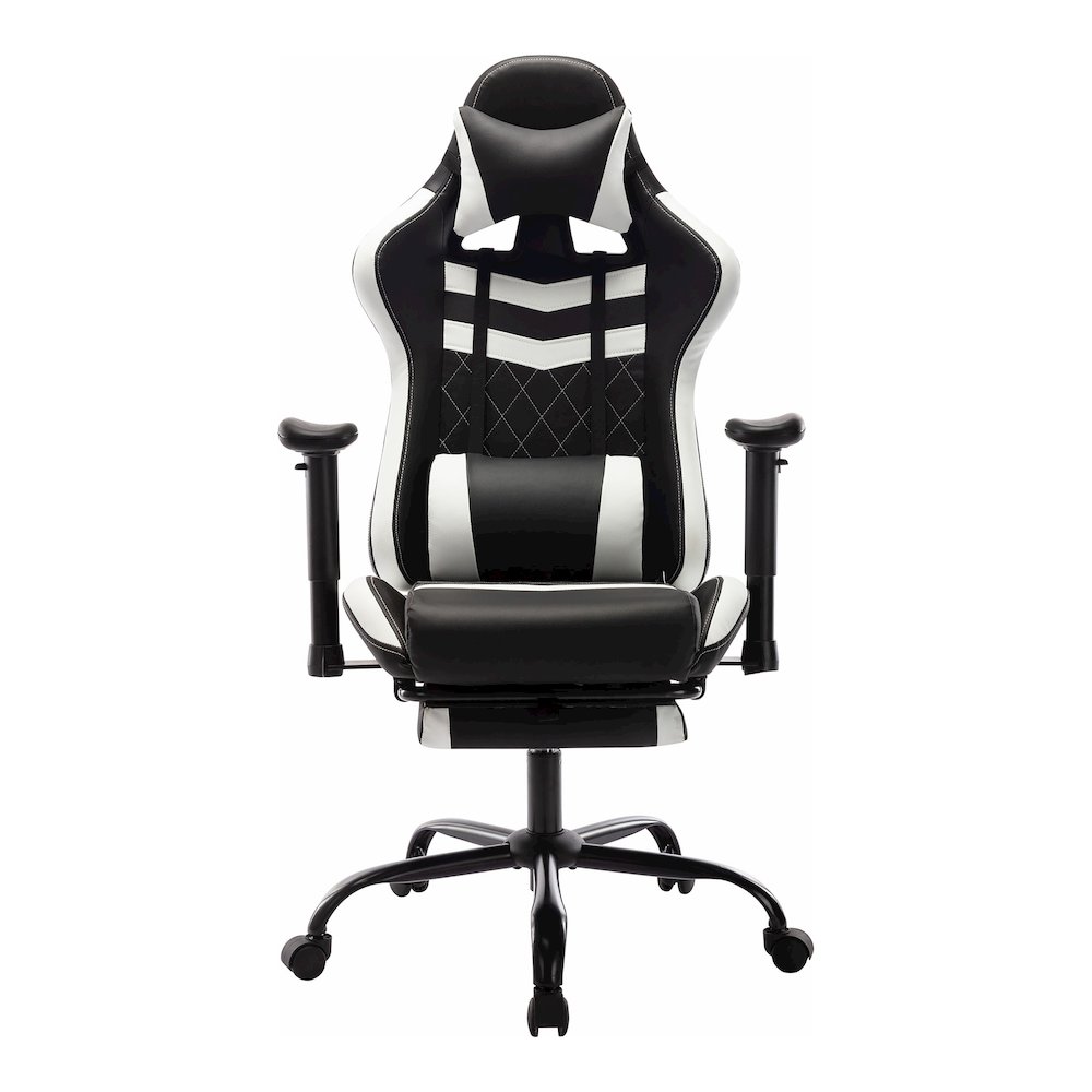 Nosse Faux Leather Swivel Gaming Chair in White and Black. Picture 3