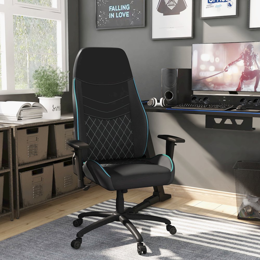 Aguil Faux Leather Adjustable Gaming Chair. Picture 4