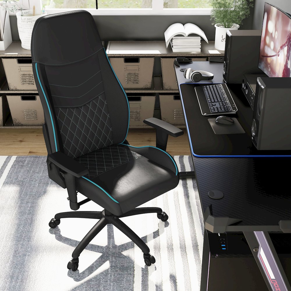 Aguil Faux Leather Adjustable Gaming Chair. Picture 5