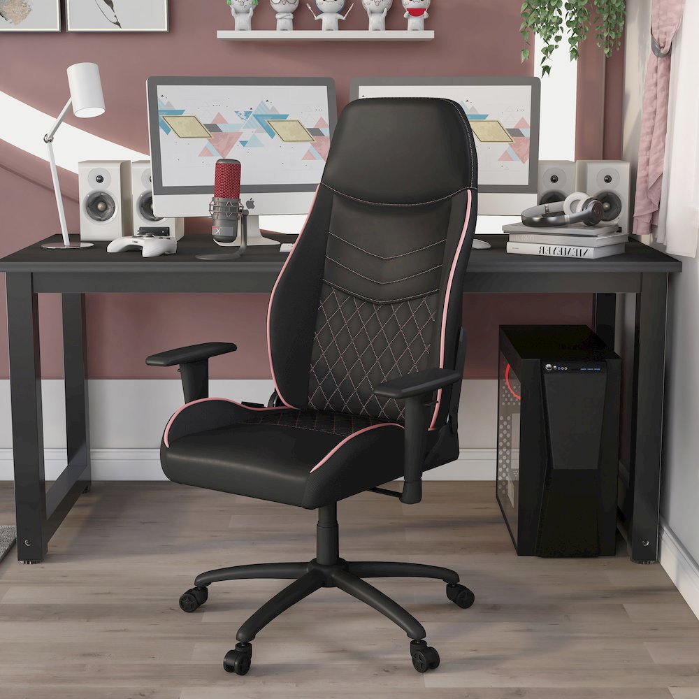 Aguil Faux Leather Adjustable Gaming Chair. Picture 4