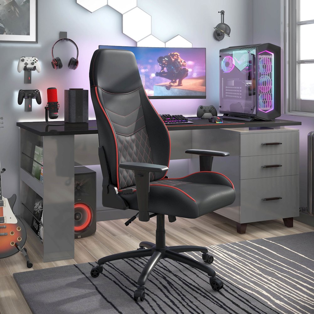 Aguil Faux Leather Adjustable Gaming Chair. Picture 5