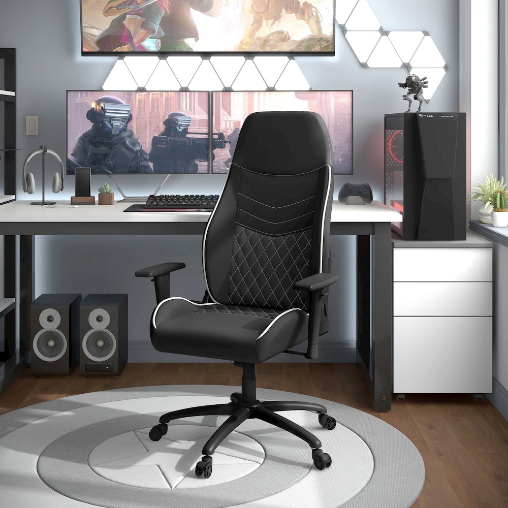 Aguil Faux Leather Adjustable Gaming Chair. Picture 4