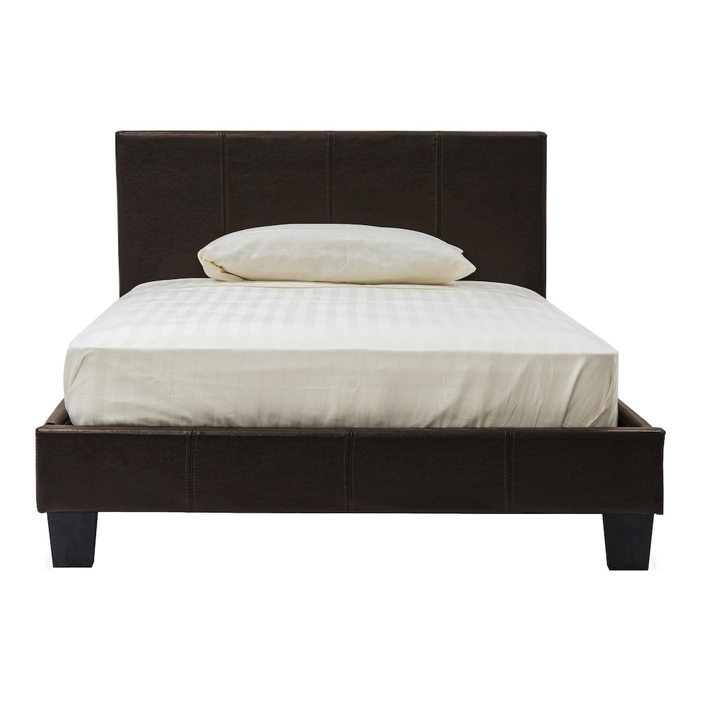 Ramone Solid Wood Frame Faux Leather Platform Bed. Picture 2