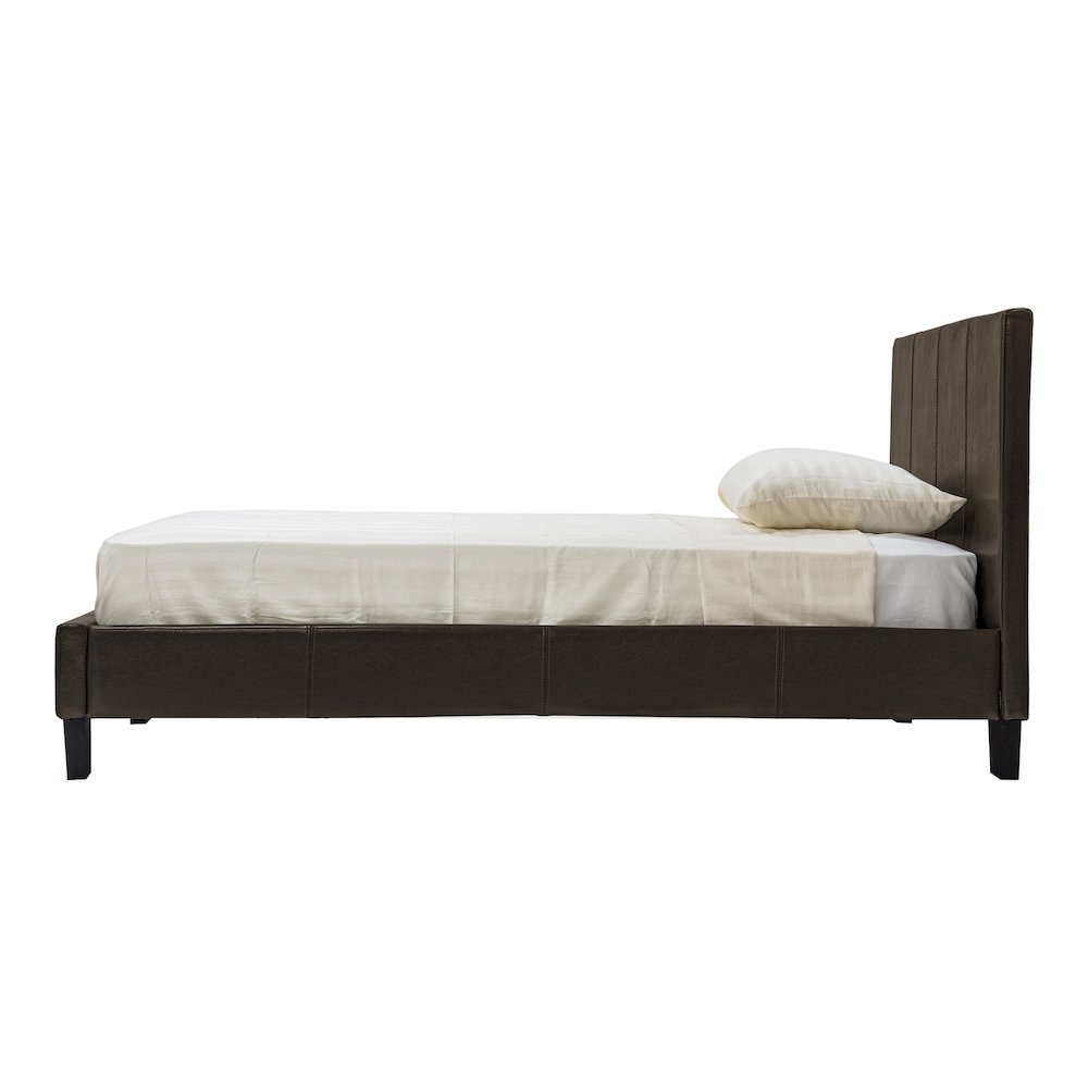 Ramone Solid Wood Frame Faux Leather Platform Bed. Picture 3