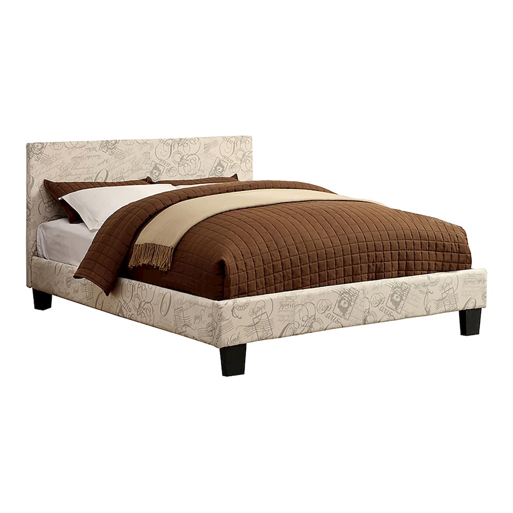 Ramone Solid Wood Frame Faux Leather Platform Bed. Picture 1