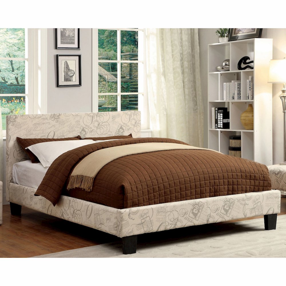 Ramone Solid Wood Frame Faux Leather Platform Bed. Picture 2