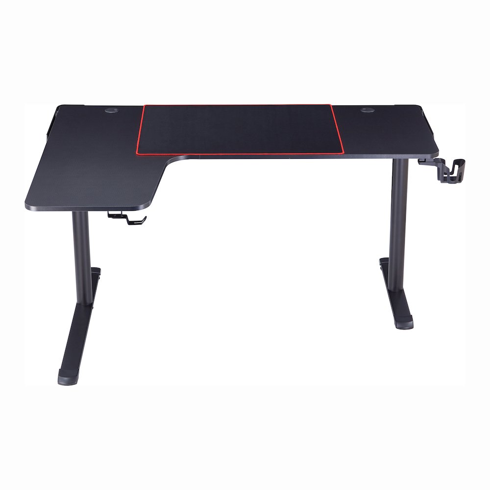 Valay Modern Metal Gaming Desk with Outlets in Black. Picture 2