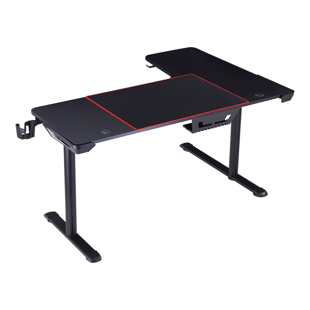Valay Modern Metal Gaming Desk with Outlets in Black. Picture 3