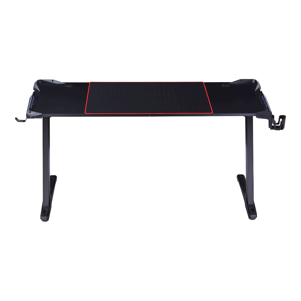 Almly Modern Metal Gaming Desk with Outlets in Black. Picture 2