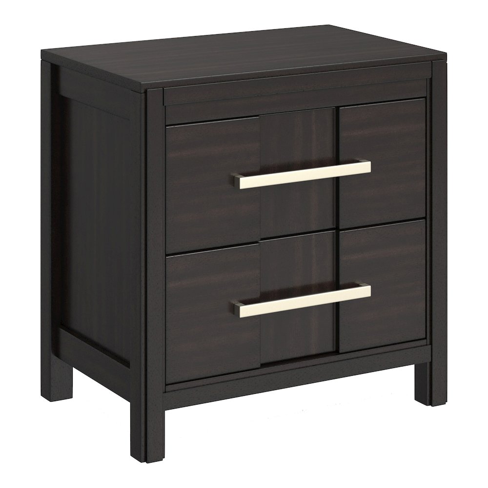 Vela Solid Wood 2-Drawer Nightstand in Brown. Picture 1