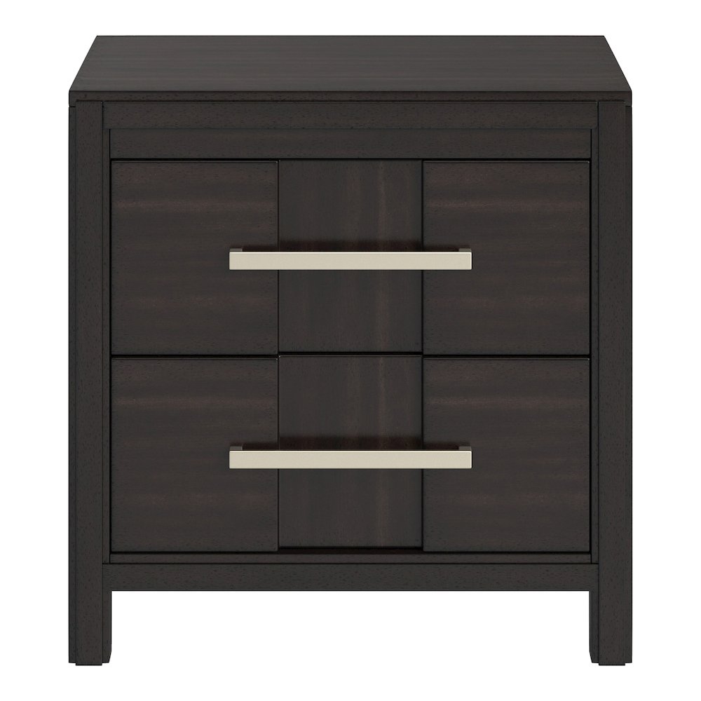 Vela Solid Wood 2-Drawer Nightstand in Brown. Picture 2